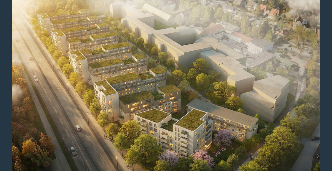 Konzept/Visualisierung einer Nachverdichtung und Aufstockung in der Gartenstadt Vahr